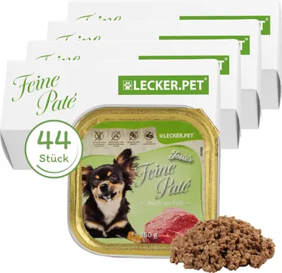 Produktbild von 44 x 150 g Lecker.Pet® Josie's Feine Paté Reich an Kalb Hundefutter Nassfutter Vollnahrung