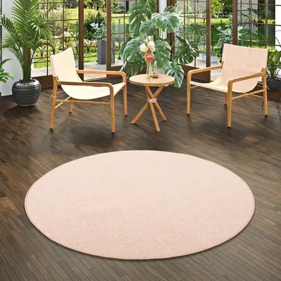 Produktbild von Feinschlingen Velour Teppich Strong Sand Rund, Größe:160 cm Rund