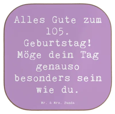 Produktbild von Mr. & Mrs. Panda Untersetzer für Gläser Spruch 105. Geburtstag - Lavendeltraum - Geschenk, Coaster, Meilenstein, einzigartige Designs, Dankbarkeit, Glas, Happy Birthday