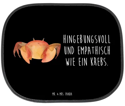 Produktbild von Mr. & Mrs. Panda Sonnenblende Auto Sternzeichen Krebs - Schwarz - Geschenk, Sonnenschutz Fürs, Krabbe, Meerestier, saugnapf, Krebse, für Autoscheiben, Meer