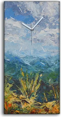 Produktbild von Dekor Leinwand Uhr Wandbilder 30x60 Malerei Abstrakte Wolken Berge Landschaft - weiße Hände