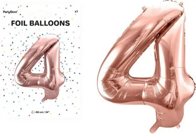 Zdjęcie produktu dla Rose Gold Duży Foliowy Balon Na Urodziny Cyfra 4