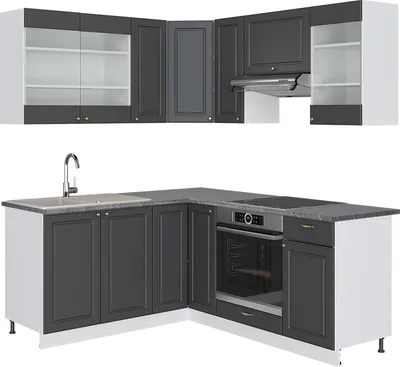 Zdjęcie produktu dla Kogoszczona kuchnia Vicco Fame-Line Antracytowo-złoto-biały 190 x 60 cm , BP Antracyt, Model 42468