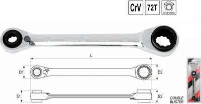 Immagine prodotto di Yato YT-4945 Sternschlüssel Chrom-Vanadium-Stahl Rostfreier Stahl 10,13,17,19 mm 200 mm