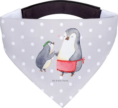 Produktbild von Mr. & Mrs. Panda Bandana Pinguin mit Kind - Grau Pastell - Geschenk, Familie, Muttertag, Vorbild Mama, Halstuch für Hund, Mutter, Hundehalstuch, Hunde Hals Tuch