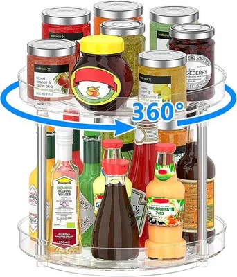 Productafbeelding van Famanu Lazy Susan organizer met 2 niveaus – draaiplateau voor kruiden, snacks en keukenopslag