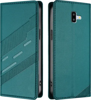 Image de Etui pour Samsung Galaxy J6 Plus, étui portefeuille en cuirPolyuréthaneavec fente pour cartes et fonction stand Grün