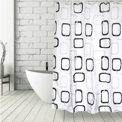 Produktbild von Duschvorhang MSV Vintage Textil 180 x 200 cm schwarz/weiß