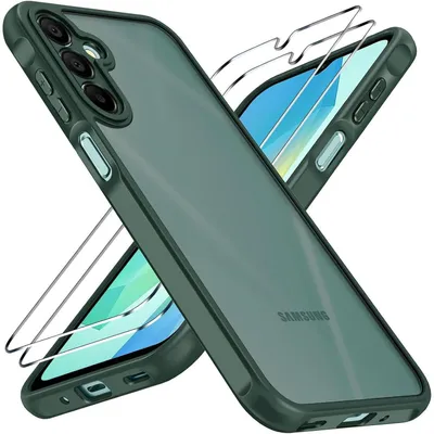 Productafbeelding van Beschermhoes met 2x beschermglas voor Samsung Galaxy A16 4G/5G, groen, schokbestendig, mat en doorschijnend