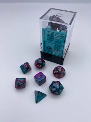 Produktbild von Chessex - Gemini - Mini 7-Die Set - Purple-Teal/Gold