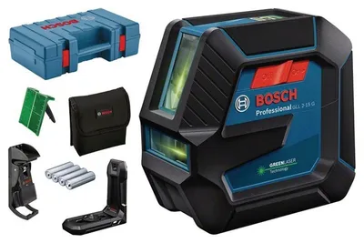 Produktbild von Linienlaser GLL 2-15 G Professional, mit Halterung (blau/schwarz, Koffer, Deckenklemme, grüne Laserlinien)