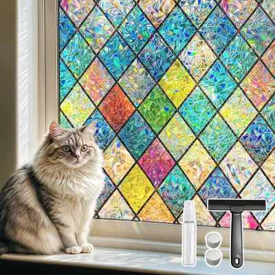 Productafbeelding van Raamfolie met regenboogeffect 30 x 100 cm, statisch hechtend en UV-bescherming