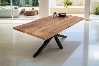 Produktbild von Refurbished Möbelretoure Esstisch Baumkante 220 x 100 cm Mangoholz Rough Spider-Gestell schwarz CALI