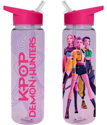 Produktbild von Trinkflasche KPop Demon Hunters mit integriertem Trinkhalm 750ml Kunststoff