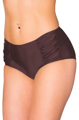 Produktbild von Aquarti Damen Bikinihose Hotpants mit seitlichen Raffungen, Farbe: Braun, Größe: 46