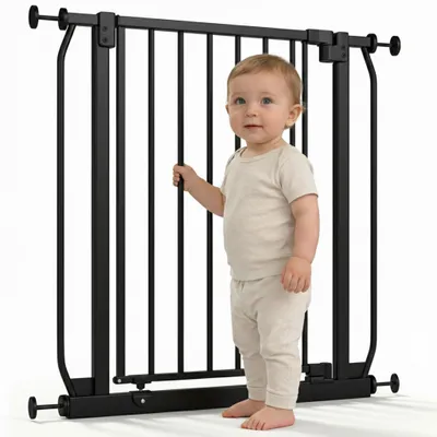 Produktbild von Safetots Elite Pressure Treppenschutzgitter Schwarz – Ohne Bohren – Auto-Close &