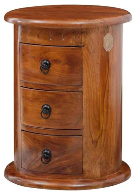Produktbild von MASSIVMOEBEL24.DE Nachttisch rund Akazie 42x42x55 honig lackiert OXFORD #0337