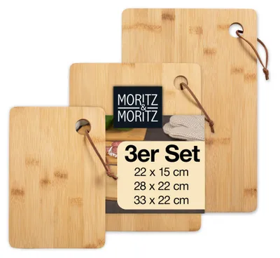 3er-Set Bambus-Schneidebretter, antibakteriell, 23x34 cm, braun