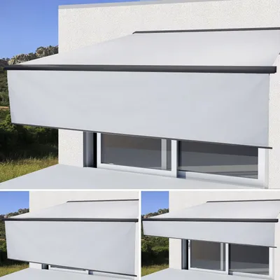 Produktbild von Elektrische Vollkassetten-Markise H124, 5x3m ausfahrbarer Volant  Acryl Creme, anthrazit