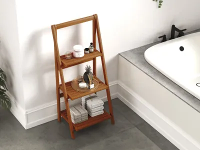 Produktbild von Destiny Leiterregal SPA & LIVING 3 Ablagefächer 46x34x103 cm Teak