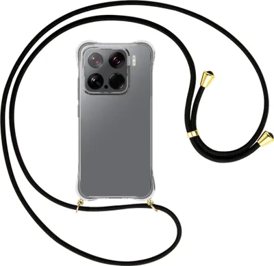 Produktbild von Handykette Backcover-Schutzhülle mit Band (Metall goldfarben) für Xiaomi 15 5G - schwarz
