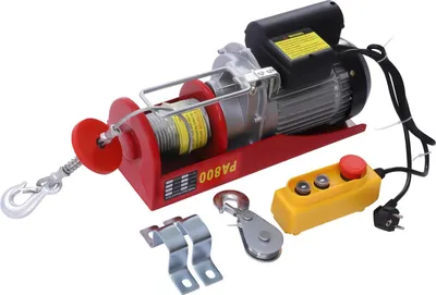 Image de Treuil électrique - Palan électrique - Capacité de charge 800 kg - Moteur 1450 W - Vitesse de levage 10 m/min - Télécommande - Rouge