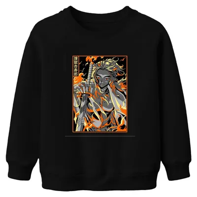 Imagen del producto de Sudadera vintage uni para niños, estilo "Demon Slayer Rengoku Flammen Schwert", diseño de anime, ideal como regalo, color , talla 128