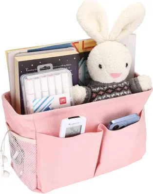 Produktbild von PolkaHome® Canvas Nachttisch-Organizer mit Aufhängung – Multifunktionale Aufbewahrungstasche für Bett, Schlafsaal, Büro – Hängende