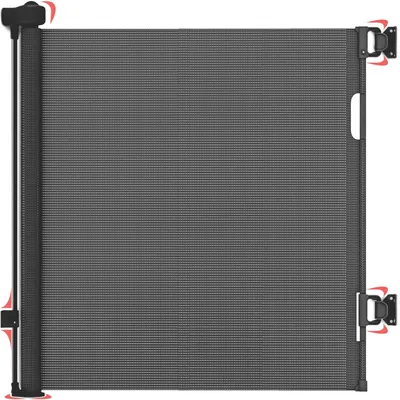 Image de Barrière de sécurité pour escaliers, 140x86 cm, noire, extensible, avec double système de verrouillage, pour escaliers