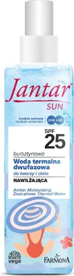 Produktbild von Bernsteinfarbenes feuchtigkeitsspendendes Zweiphasen-Thermalwasser für Gesicht und Körper LSF 25