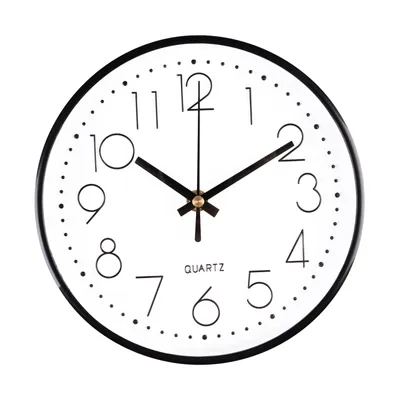 Runde Wanduhr 20 cm, leise, modern, weiß