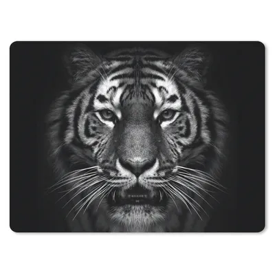 Produktbild von MuchoWow® Mauspad Mousepad Tiger - Tiere - Schwarz - Weiß - Porträt - Wild 40x30 cm - Mousepads - Maus Mat - Pad - Mausunterlage - Anti Rutsch