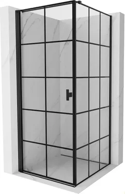 Immagine prodotto di Mexen Mist-B cabina doccia a battente sinistra 70 x 70 cm, griglia nera, nero - 8A2T-070-070-70-77-L