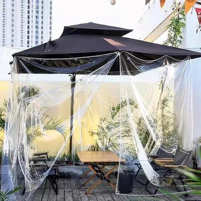 Productafbeelding van Famanu Transparante PVC-zeildoeken - Waterdicht, scheurbestendig, geschikt voor tuinmeubels, pergola, terras, 2,4 x 3 meter