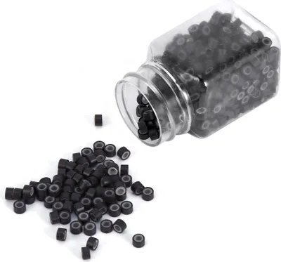 Produktbild von 500PCS/Flasche Silikonauskleidung Mikroschleife Ringglieder für Feder Echthaarverlängerung (Dunkelbraun)