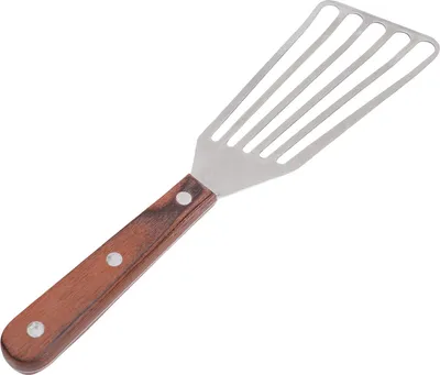 Image de Spatule à poisson en acier inoxydable pour cuisiner avec manche en bois, spatule à barbecue multifonctionnelle S