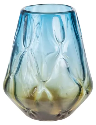 Immagine prodotto di Vaso in vetro, colore blu/ambra, decorativo, 20 cm, ideale per fiori e arredamento