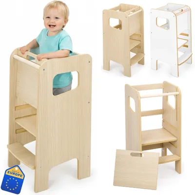 Produktbild von Montessori Lernturm für Kinder mit Riegel – Küchenhelfer Tritthocker für Kleinkinder, sicher & geschlossen, mit Sicherheitsriegel, höhenverstellbar