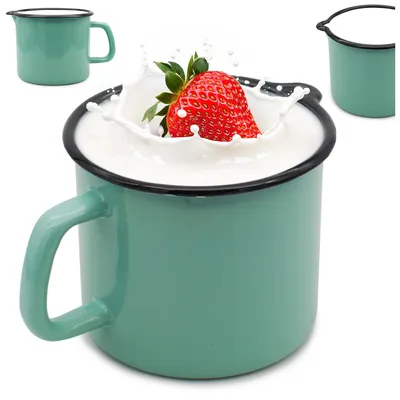 Zdjęcie produktu dla Kubek Emaliowany 750ml Tradycyjny z Dzióbkiem Seledynowy Uniwersalny 12cm