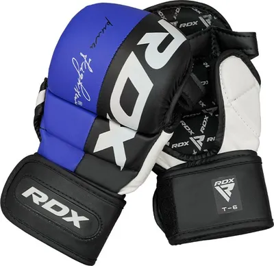 A pair of RDX MMA gloves on a white background.