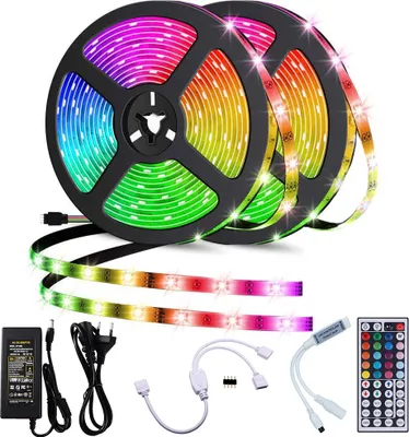 Produktbild von 10M/32.8 ft LED Streifen RGB Farbwechsel IP65 Wasserdicht Lichtleiste mit 44 Tasten Fernbedienung