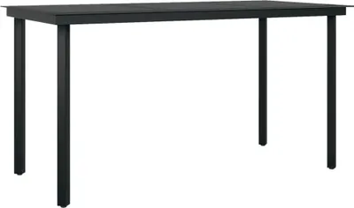 Obrázek produktu pro Zahradní jídelní stůl černý 140 x 70 x 74 cm ocel a sklo