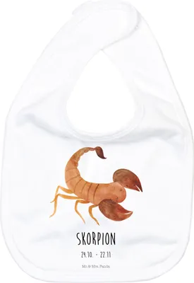 Produktbild von Mr. & Mrs. Panda Lätzchen Sternzeichen Skorpion Classic - Weiß - Geschenk, Sabberlätzchen, Für Babys, Skorpione, Babylätzchen, Schlabberlatz, Geburtstag November, Oktober