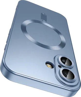 Immagine prodotto di Custodia magnetica per iPhone 17, custodia protettiva in silicone opaco con protezione dell'obiettivo, compatibile con MagSafe Azzurro