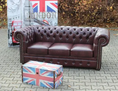 Obrázek produktu pro Čalouněná pohovka Chesterfield, 3místná, klasická sedací souprava  Nová