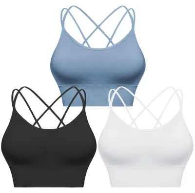 Obrázek produktu pro Sportovní podprsenka Sykooria pro ženy, polstrovaná, bez kostic, s nastavitelnými ramínky vzadu, model 393-B+SB+W, velikost L