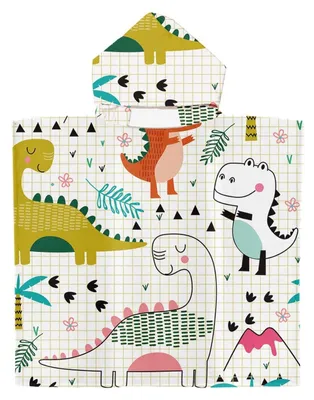 Immagine prodotto di Omgoods - Accappatoio con cappuccio - Accappatoio per bambini - Microfibra - 75 x 65 cm - Morbido e confortevole - Ideale per spiaggia e piscina - Asciugamano