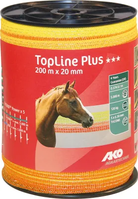 Produktbild von 200 m Weidezaunband TopLine Plus Breite 20 mm Bruchlast 120 kg 5 x 0,30 mm
