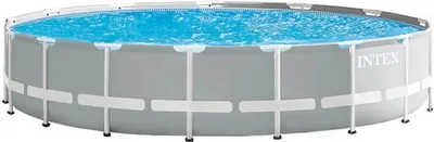 An above-ground swimming pool filled with blue water.