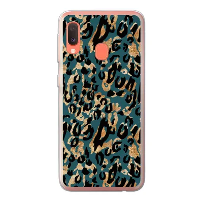 Produktbild von MuchoWow® Handyhülle Schutzhülle Hülle für Samsung Galaxy A20e Pantherdruck - Schwarz - Braun - Türkis Silikon Softcase Handy Hülle - Abdeckung
